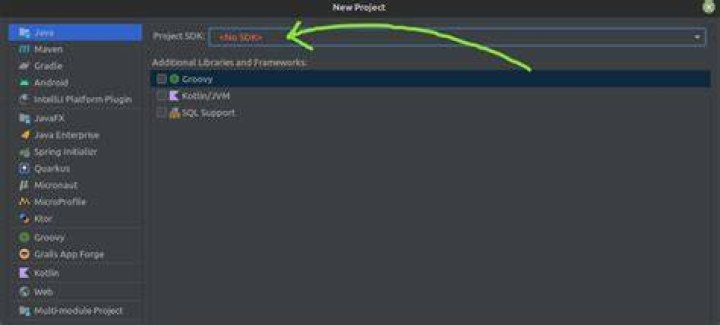 Image showing IntellijIdea indicating no SDK