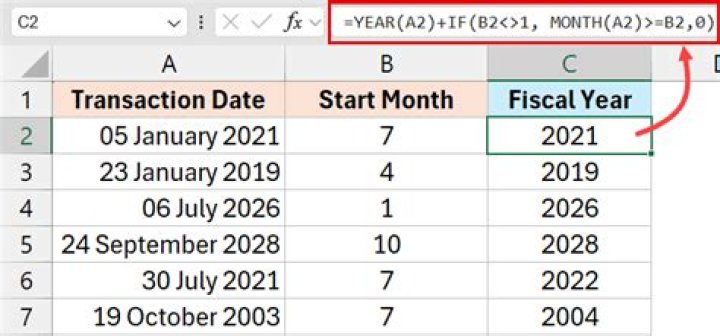 In Excel, fiscal year from date not working