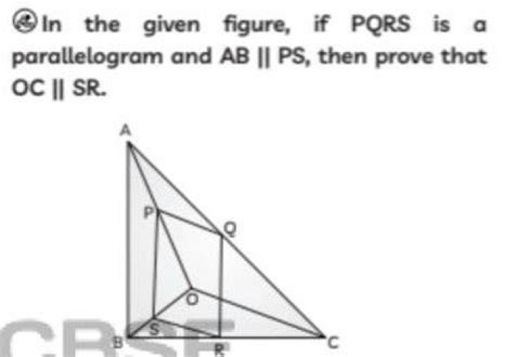 In the given figure, $PQRS$ is a parallelogram.....