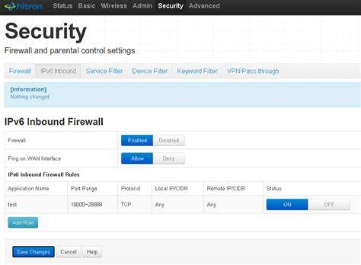 IPv6 accessibility and Hitron Router