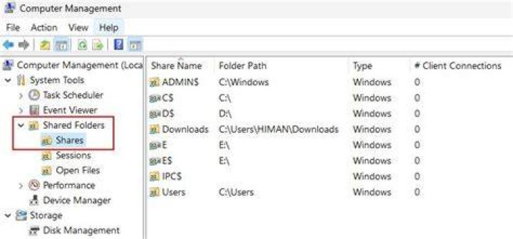 Is it possible to see all shared folder list in windows?