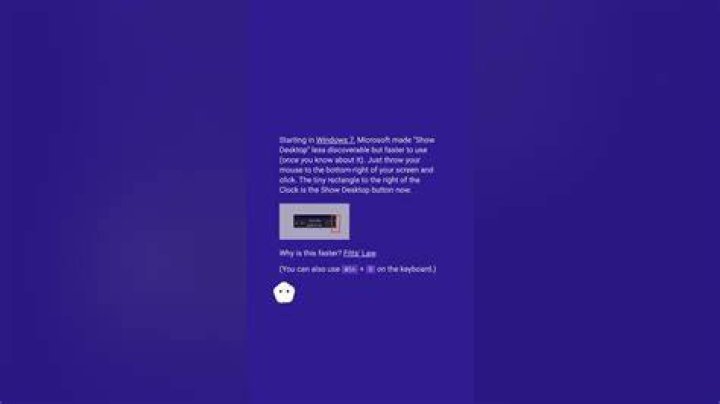 Is there a button to show Desktop on Windows 10?