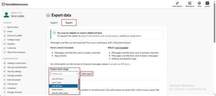 Is there a way to export Slack conversation history?