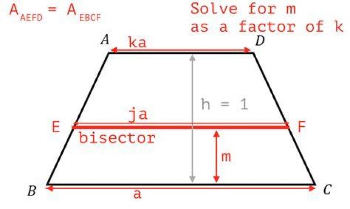 isosceles trapezoid bisected into two equal areas