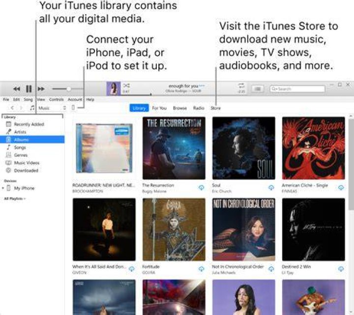 iTunes taskbar example