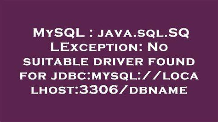 java.sql.SQLException: No suitable driver found for jdbc:mysql://localhost:3306/dbname [duplicate]
