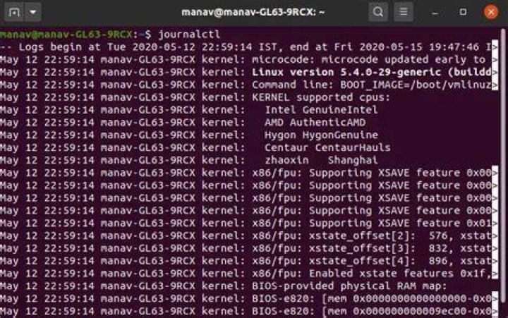 journalctl output