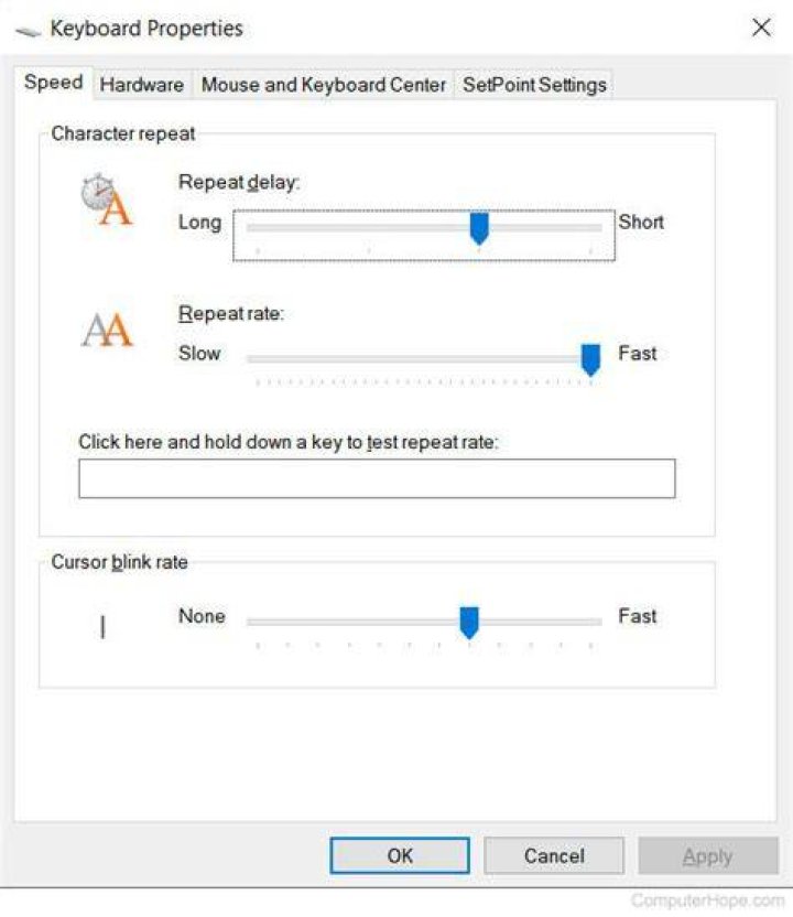 keyboard properties