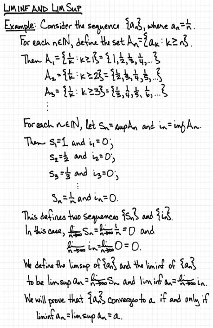 lim sup and lim inf of sequence of sets.