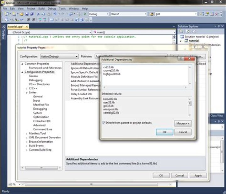 Linking OpenCV library