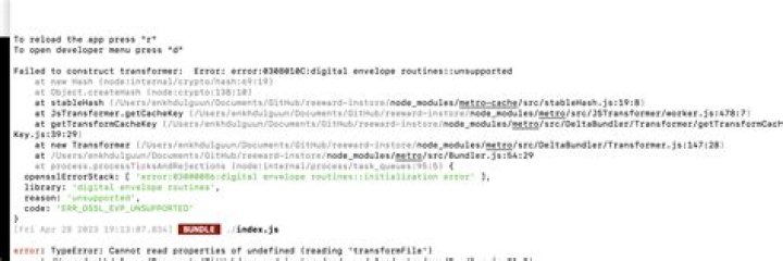 main.jsbundle does not exist. this must be a bug with + echo 'react native