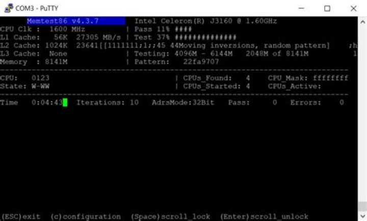 memtest running