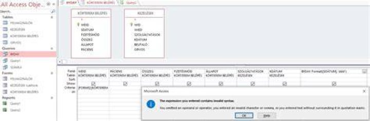 MS Access in query: The expression you entered contains invalid-syntax