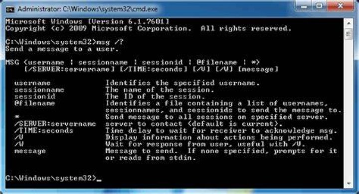 MSG command in Windows 7