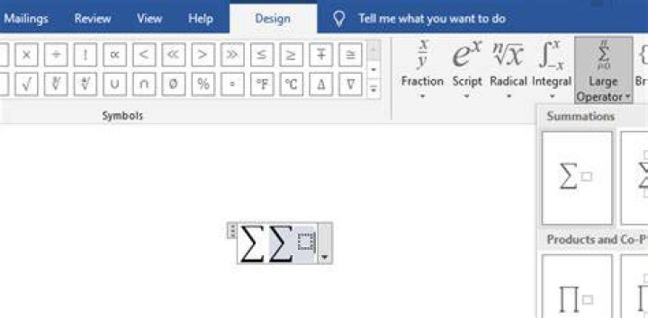 Multiple summations of equal size with text below it in word