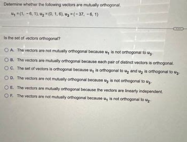 Mutually orthogonal set of vectors