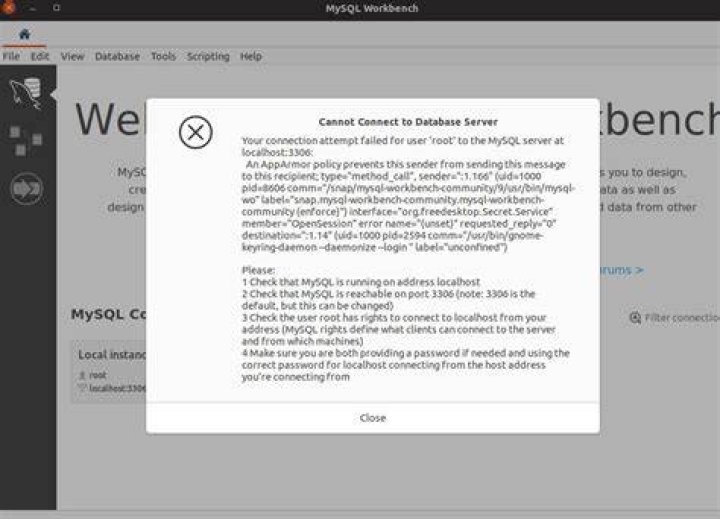 MySQL Workbench cannot connect to database in Ubuntu 20.04