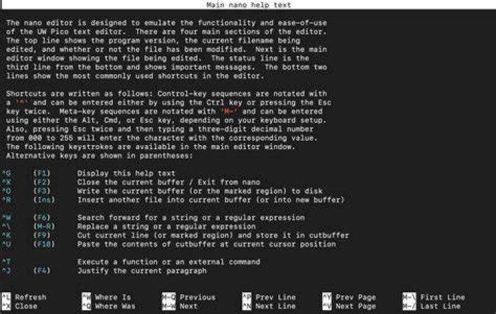 nano help