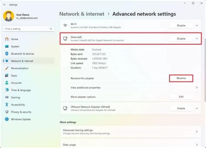 Network configuration settings image.