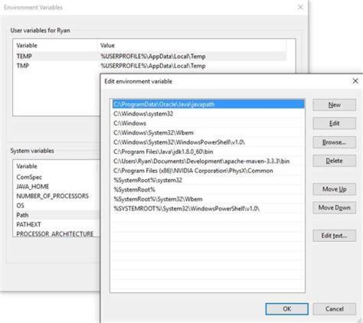 New environment variable editor in Windows 10 update