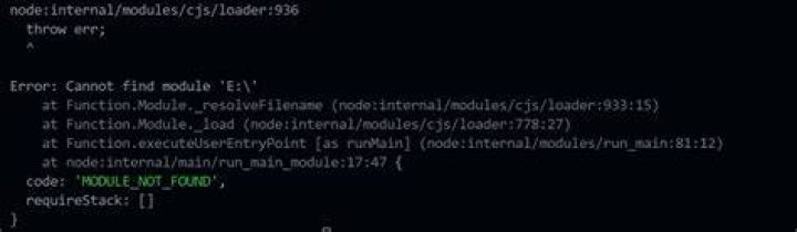 Node.js node:internal/modules/cjs/loader:936 error while trying to use discord.js