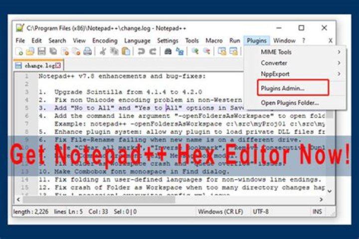 Notepad hex editor plugin