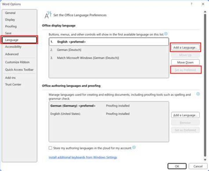 Office 2007 switch to English language