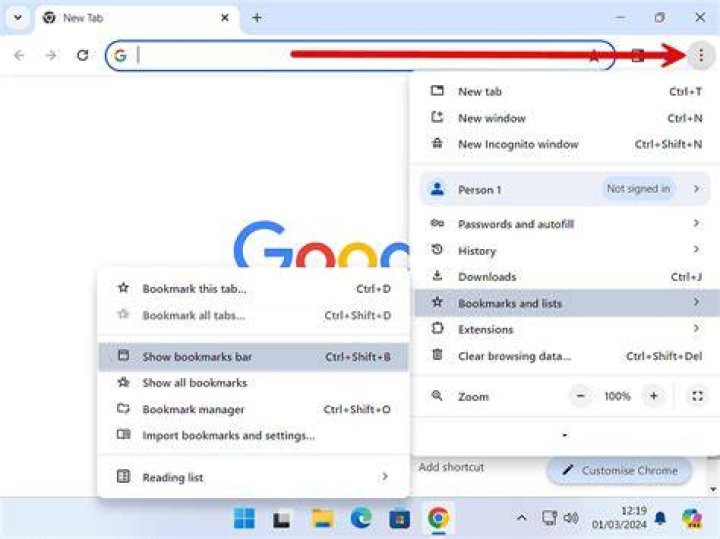 On Google Chrome, how to change my bookmarks on the bookmark bar back to unsorted order?