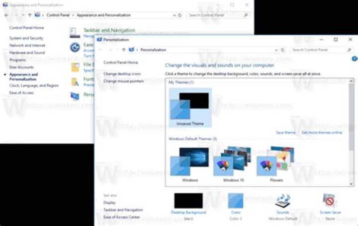 open classic personalization settings in control panel
