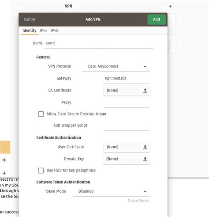 openconnect network-manager gui options