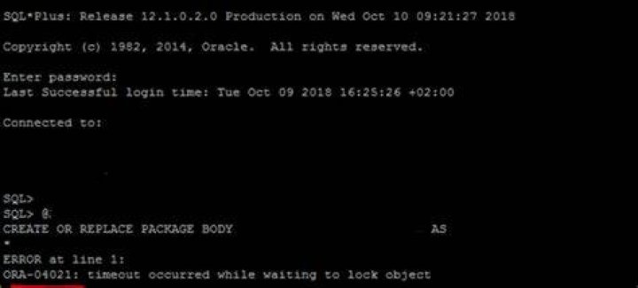 ORA-04021: timeout occurred while waiting to lock object