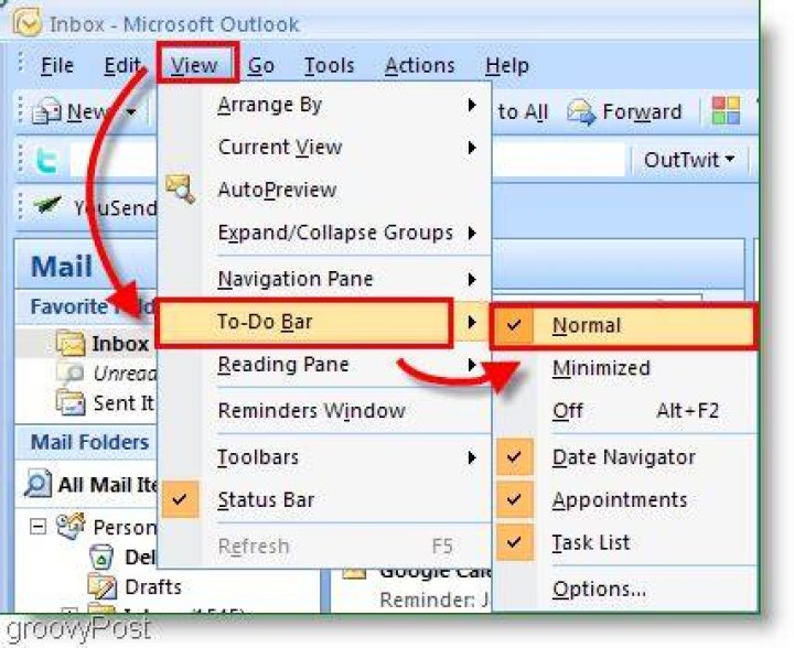 Outlook 2007 To-do Bar on left?