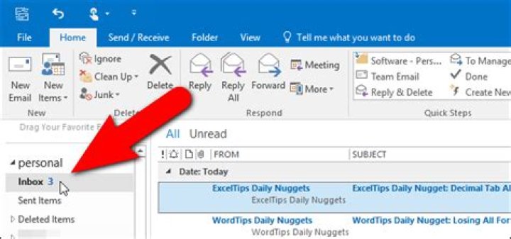 Outlook 365: Number of unread messages in a folder with sub-folders