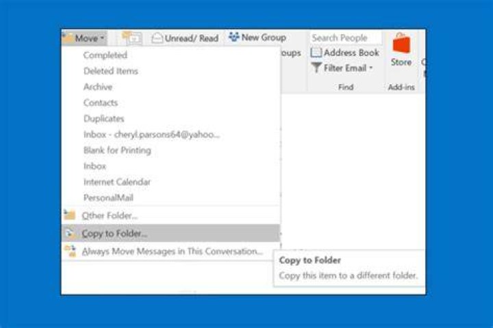 Outlook error message when trying to move emails to folders 