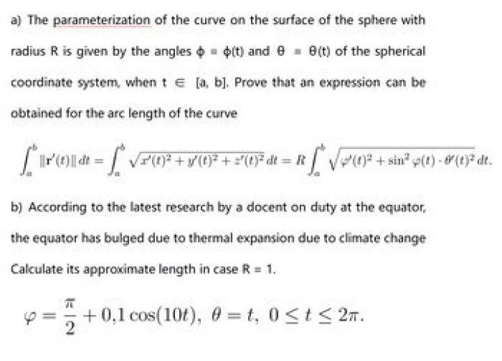 parameterization of a part of a sphere