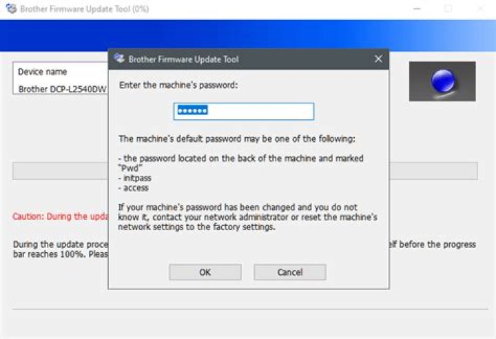 Password for DCP-L2540DW firmware update