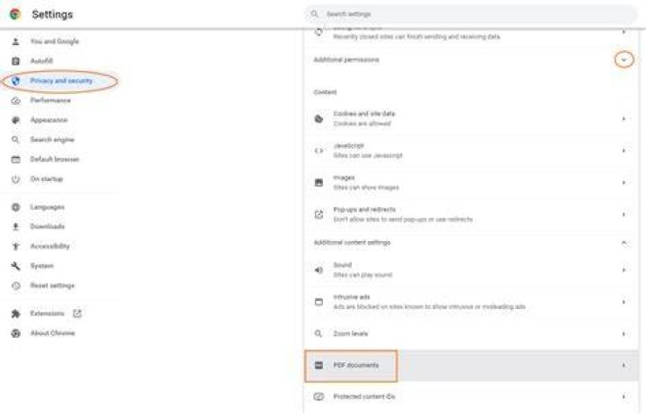 pdf settings