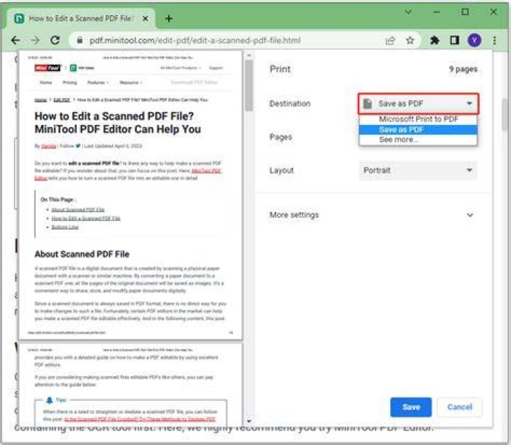 Print a web page to PDF and retain links