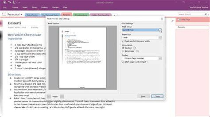 Printing an entire notebook in One Note
