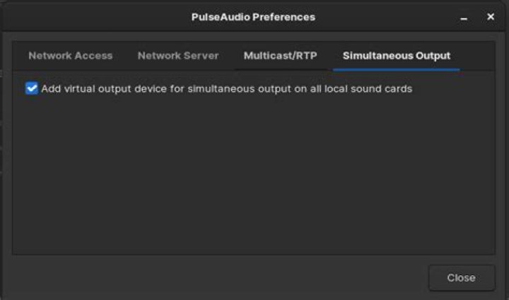 PulseAudio preferences dialog