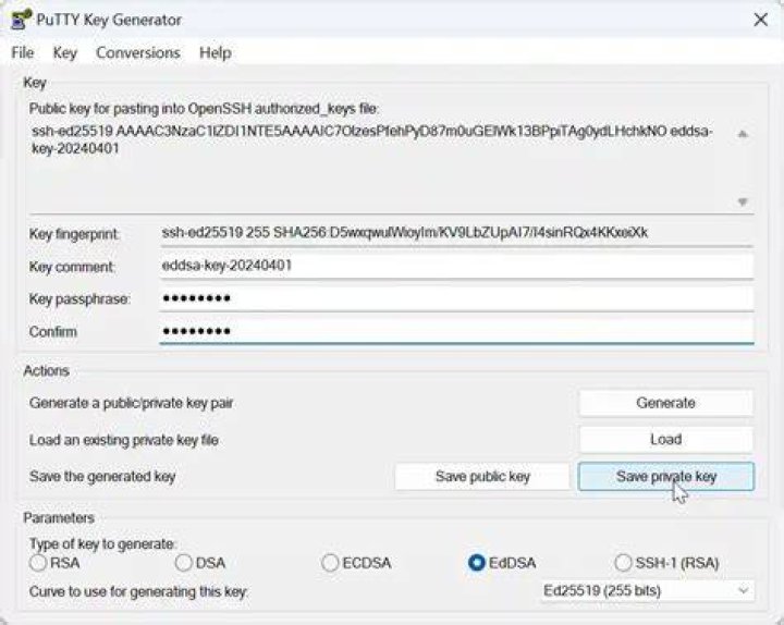 Putty Private/Public Key Pair - Generate Certificate