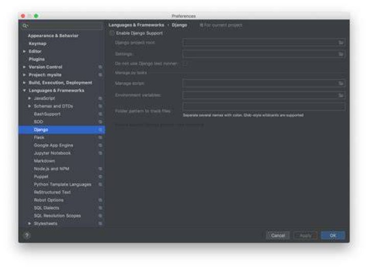 Pycharm Django Preferences