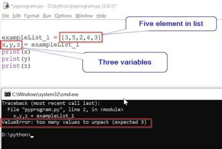 Python ValueError: too many values to unpack [duplicate]