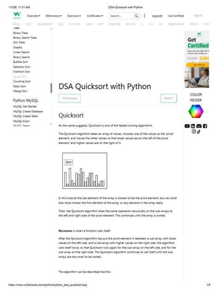 Quicksort with Python