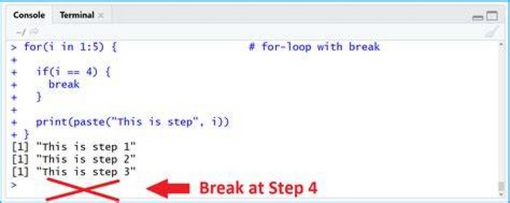 R: Break for loop