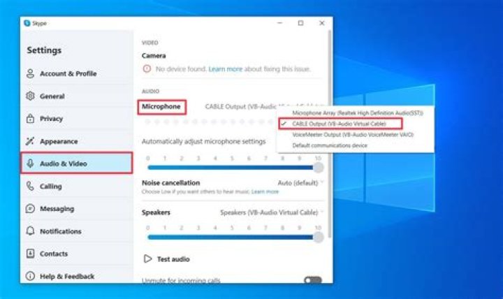 Redirect a programm audio stream to skype as microphone output
