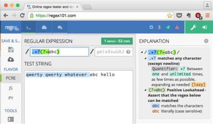 regex101 screenshot