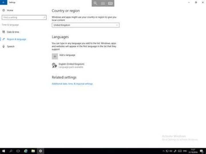Region & Language section button