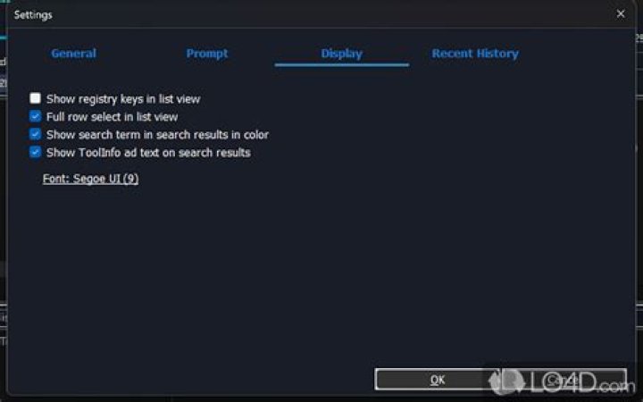 Registry screenshot