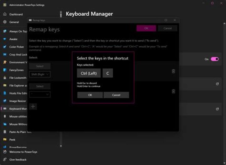Remap a key combination to another combination, e.g. AltGr+C -> Ctrl+C, under Wayland
